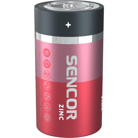 Baterie alkalická, velký monočlánek, D, 1.5V, Sencor, blistr, 2-pack