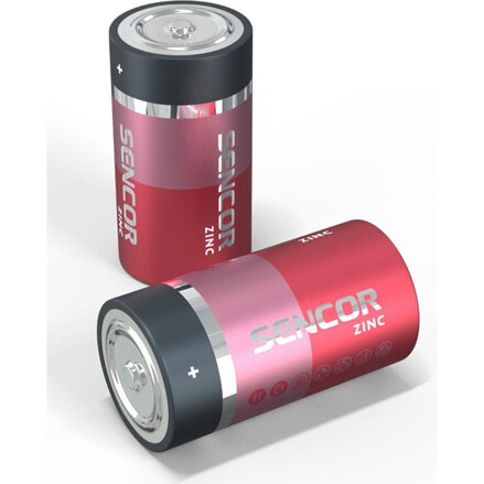 Baterie alkalická, velký monočlánek, D, 1.5V, Sencor, blistr, 2-pack
