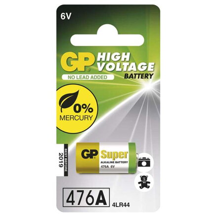 Baterie alkalická, 476A, 4LR44, 6V, GP, blistr, 1-pack