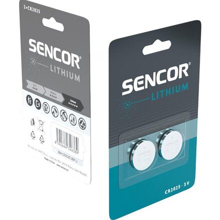 Baterie lithiové, CR2025, 3V, Sencor, blistr, 2-pack