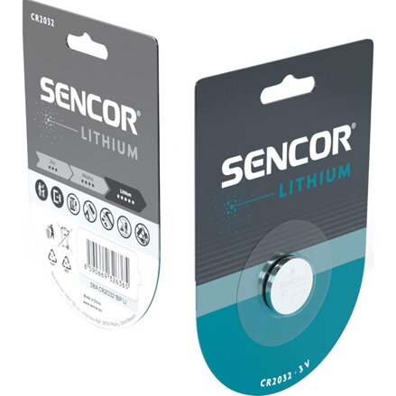 Baterie lithiové, CR2032, 3V, Sencor, blistr, 1-pack
