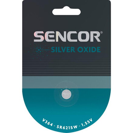Baterie stříbrooxidové, V364, SR621SW, 1.55V, Sencor, blistr, 1-pack