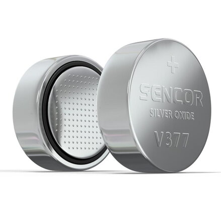 Baterie stříbrooxidové, V377, SR626SW, 1.55V, Sencor, blistr, 1-pack