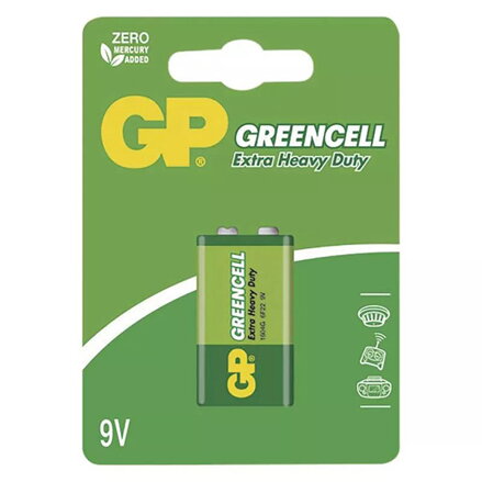 Baterie zinkochloridová, 9V, 9V, GP, blistr, 1-pack, Greencell