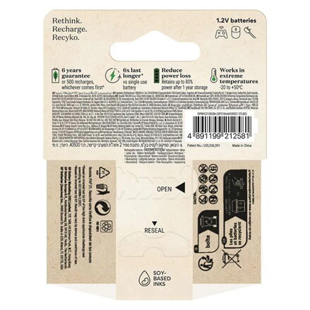 Nabíjecí baterie, AA (HR6), 1.2V, 2100 mAh, GP, papírová krabička, 2-pack, ReCyko