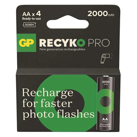 Nabíjecí baterie, AA (HR6), 1.2V, 2000 mAh, GP, papírová krabička, 4-pack, ReCyko Pro Photo Flash