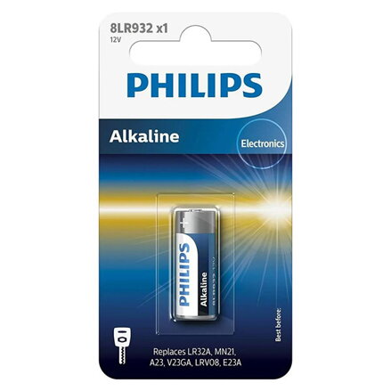 Baterie alkalická, A23, A23, 12V, PHILIPS, blistr, 1-pack, 8LR932/01B, V23GA,MN21,K23A,V23A,GP23A,LR23A
