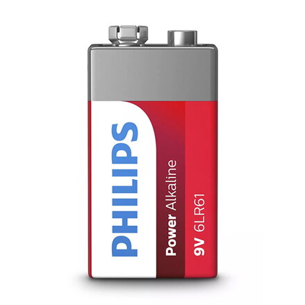 Baterie alkalická, 9V (6LR61), 6LR61, 9V, PHILIPS, blistr, 1-pack, 6LR61P1B/10, Power Alkaline