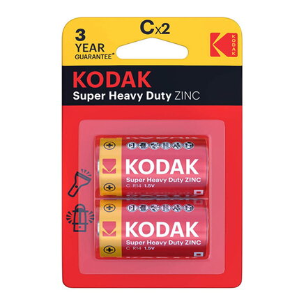 Baterie jednorázová zinkochloridová, tužková, LR14, 1.5V, Kodak, blistr, 2-pack, KOD-R14, Extra Heavy Duty Baterie jednorázová zinkochloridová, tužková, LR14, 1.5V, Kodak, blistr, 2-pack, KOD-R14, Extra Heavy Duty