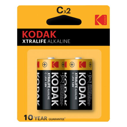 Baterie jednorázová alkalická, tužková, LR14, 1.5V, Kodak, blistr, 2-pack, KOD-LR14XT, Alkaline EXTRALIFE