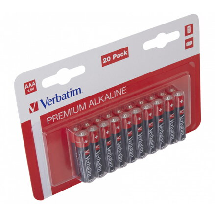 Baterie alkalická, AAA (LR03), AAA, 1.5V, Verbatim, blistr, 20-pack, 49876