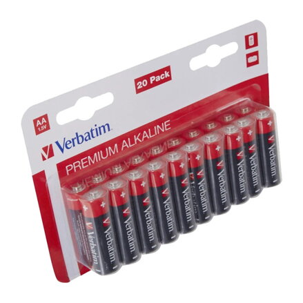 Baterie alkalická, AA-LR6 Mignon, AA, 1.5V, Verbatim, blistr, 20-pack, 49877