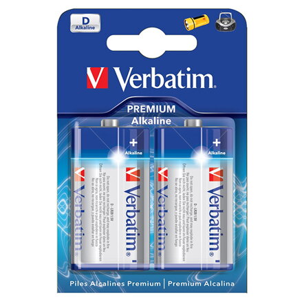 Baterie alkalická, LR20, velký monočlánek, D, 1.5V, Verbatim, blistr, 2-pack, 49923, velký monočlánek