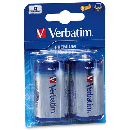 Baterie alkalická, LR20, velký monočlánek, D, 1.5V, Verbatim, blistr, 2-pack, 49923, velký monočlánek