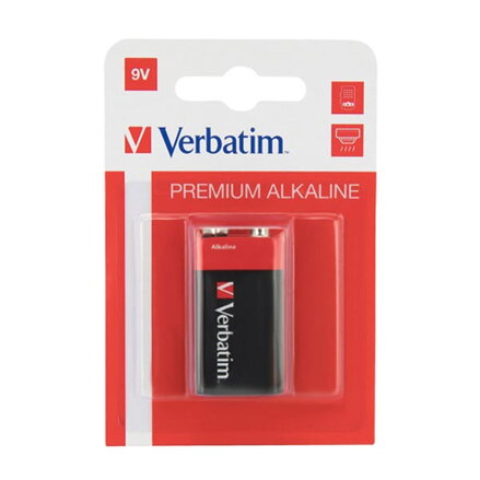 Baterie alkalická, R61, R61, 9V, Verbatim, blistr, 1-pack, 49924