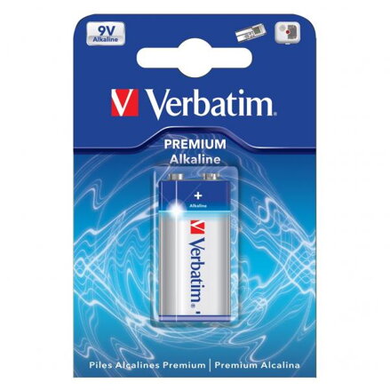 Baterie alkalická, R61, R61, 9V, Verbatim, blistr, 1-pack, 49924