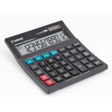 Canon Kalkulačka AS-220RTS, šedá, stolní, dvanáctimístná