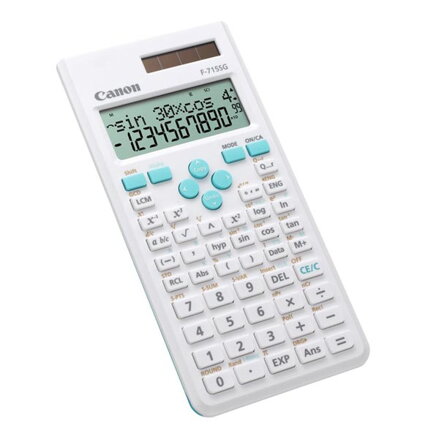 Canon Kalkulačka F-715SG, bílá, školní, dvanáctimístná, s modrým krytem