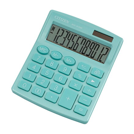 Citizen kalkulačka SDC812NRGNE, tyrkysová, stolní, dvanáctimístná, duální napájení