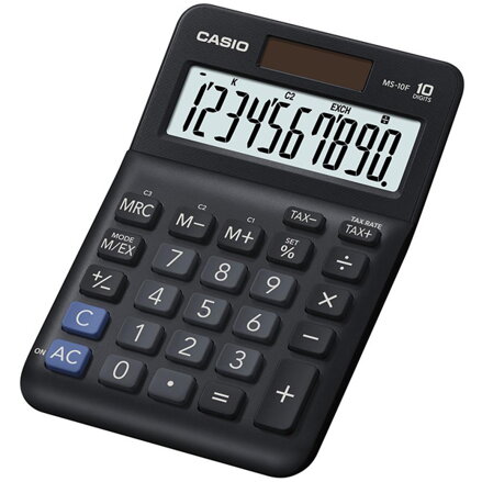 Casio Kalkulačka MS 10 F, černá, stolní s převodem měn, výpočtem DPH,% včetně zisku