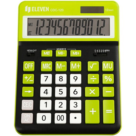 Eleven Kalkulačka CDC-120-BK/GN, černo-zelená, stolní, dvanáctimístná, duální napájení