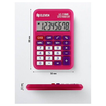 Eleven Kalkulačka LC-110NR-PK, růžová, kapesní, osmimístná