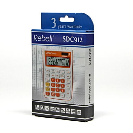 Rebell Kalkulačka RE-SDC912OR BX, oranžová, stolní, dvanáctimístná