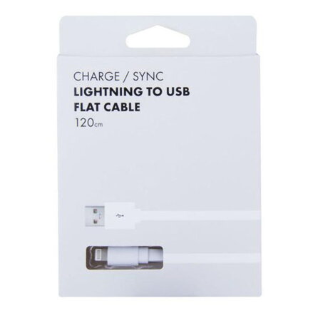 Kabel USB (2.0), USB A M- Apple Lightning M, 1.2m, plochý, bílý, Avacom, box, 120 cm, bílý