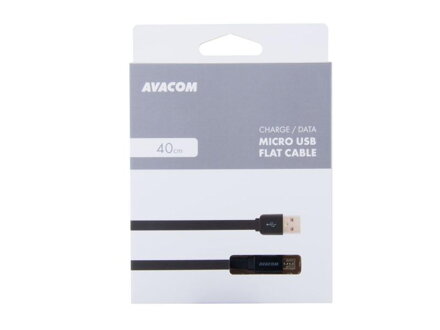 Kabel USB (2.0), USB A M- USB micro B M, 0.4m, černý, Avacom