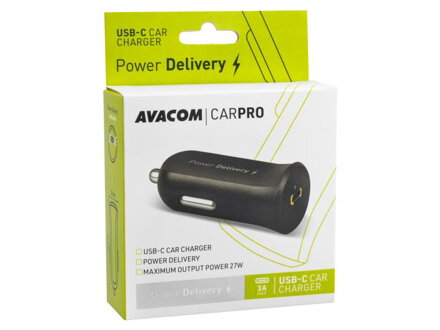 Avacom nabíječka do auta CarPRO s Power Delivery 12V, výstup USB-C 5V/3A nebo (9V/3A nebo 12V/2.25A)