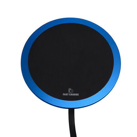 All New, Bezdrátová nabíječka, ultra tenká, pro telefon, modrá, 5/9V, 10W, ochrana proti přehřátí, Qi