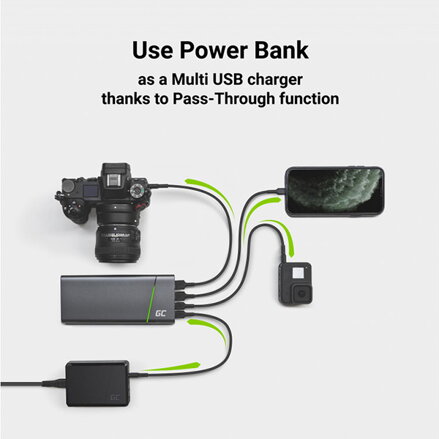 Green Cell powerbanka GC PowerPlay Ultra 26800mAh 128W, 4 nabíjecí porty pro notebooky, iPad, iPhone, Nintendo Switch a další