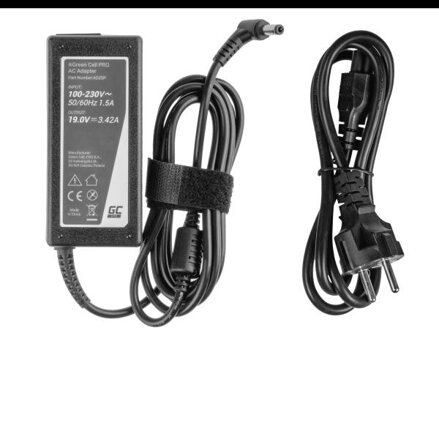 Green Cell PRO nabíječka / AC adaptér pro Toshiba Satellite C650 C660D L750 Asus X550C X550V R510 Lenovo G530 19V 3.42A
