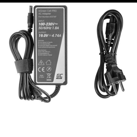 Green Cell PRO nabíječka / AC adaptér pro Asus K50IJ K52 K52J K52F X53S K53S X54H X54C Toshiba Satellite A200 A300 19V 4.74A