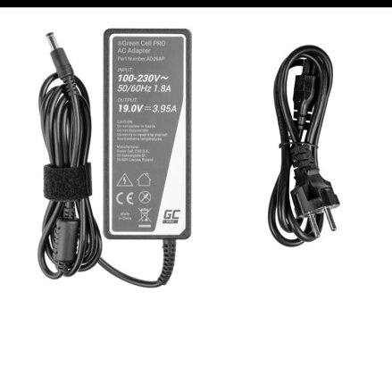 Green Cell  nabíječka,  AC adaptér pro Toshiba Asus 75W / 19V 3.95A / 5.5mm-2.5mm