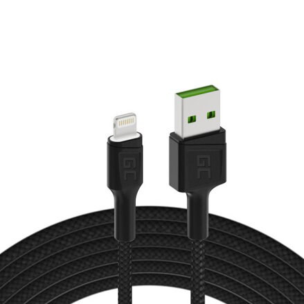 Kabel Green Cell GC Ray USB - Lightning 200cm s bílým LED podsvícením, rychlé nabíjení Apple 2.4A