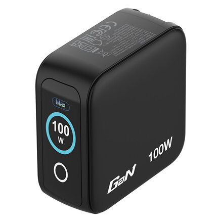 Verbatim, Miniaturní nabíječka GaN s displejem 2 x USB-C / 1 x USB-A, černá, 100 W, Vestavěná ochrana proti nadproudu