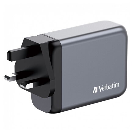 Verbatim, GaN cestovní nabíječka do sítě USB 3.0, USB C, šedá, 100 W, vyměnitelné vidlice C,G,A