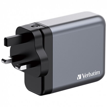 Verbatim, GaN cestovní nabíječka do sítě USB 3.0, USB C, šedá, 140 W, vyměnitelné vidlice C,G,A