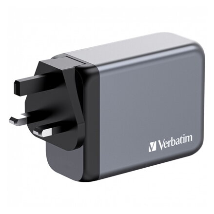 Verbatim, GaN cestovní nabíječka do sítě USB 3.0, USB C, šedá, 200 W, vyměnitelné vidlice C,G,A