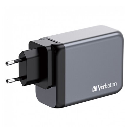 Verbatim, GaN cestovní nabíječka do sítě USB 3.0, USB C, šedá, 200 W, vyměnitelné vidlice C,G,A