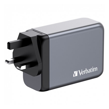 Verbatim, GaN cestovní nabíječka do sítě USB 3.0, USB C, šedá, 240 W, vyměnitelné vidlice C,G,A