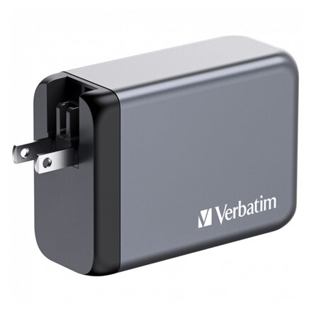 Verbatim, GaN cestovní nabíječka do sítě USB 3.0, USB C, šedá, 240 W, vyměnitelné vidlice C,G,A