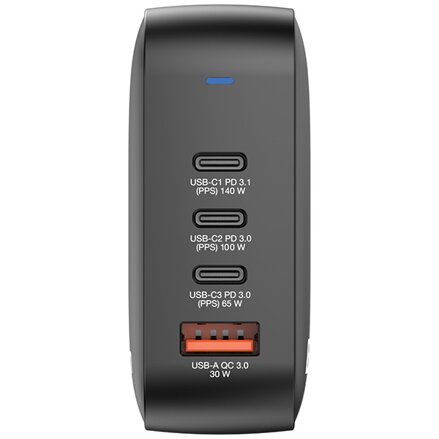 Verbatim, GaN cestovní nabíječka do sítě USB 3.0, USB C, šedá, 165 W, vyměnitelné vidlice C,G,A