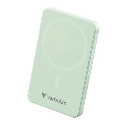 Verbatim, power banka s bezdrátovým nabíjením, 5V, nabíjení telefonu, 32226, 5000mAh, magnetické připevnění, zelená