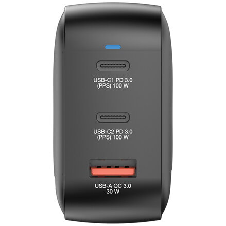 Verbatim, Mini GaN síťová nabíječka do sítě 2 x USB-CR PD 100W a 1 x USB-A QC 3.0, šedá, 100 W, vyměnitelné vidlice C,G,A