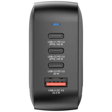 Verbatim, GaN cestovní nabíječka do sítě USB 3.0, USB C, šedá, 100 W, vyměnitelné vidlice C,G,A