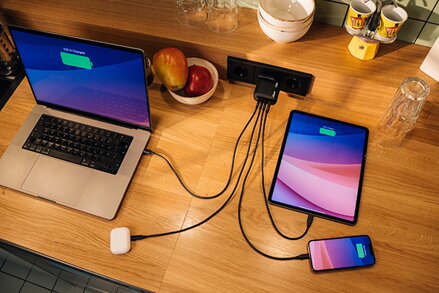 Verbatim, GaN cestovní nabíječka do sítě USB 3.0, USB C, šedá, 100 W, vyměnitelné vidlice C,G,A