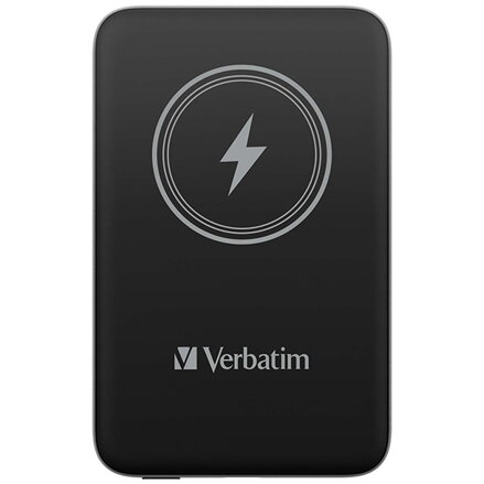 Verbatim, power banka s bezdrátovým nabíjením, 5V, nabíjení telefonu, 32245, 10 000mAh, magnetické připevnění, černá