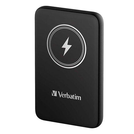 Verbatim, power banka s bezdrátovým nabíjením, 5V, nabíjení telefonu, 32245, 10 000mAh, magnetické připevnění, černá